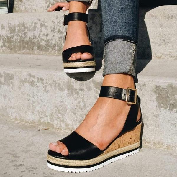 Casual Daily Comfy Adjustable Buckle Wedges