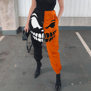 Halloween print Loose fitness track pants