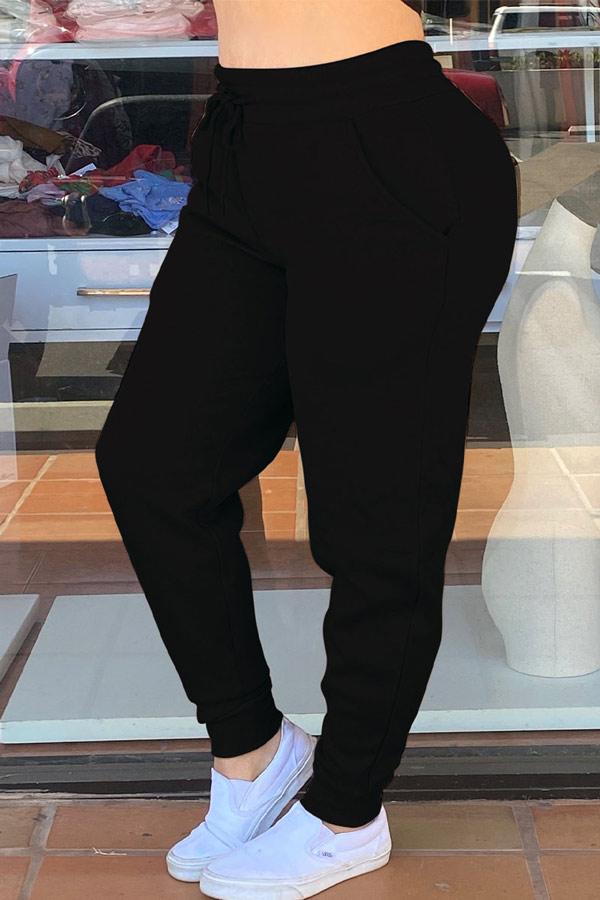 Casual Solid Color Frenulum Bottoms