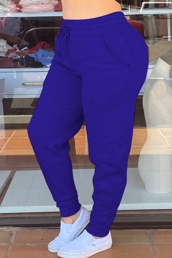 Casual Solid Color Frenulum Bottoms