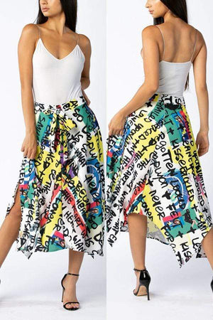 Fashion Casual Printing Irregular Skirt - VogueRegion