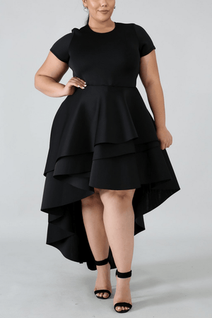 Large Size Irregular Ruffled Dress