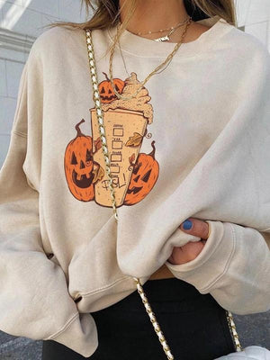 Halloween Pumpkin Print Sweatshirt