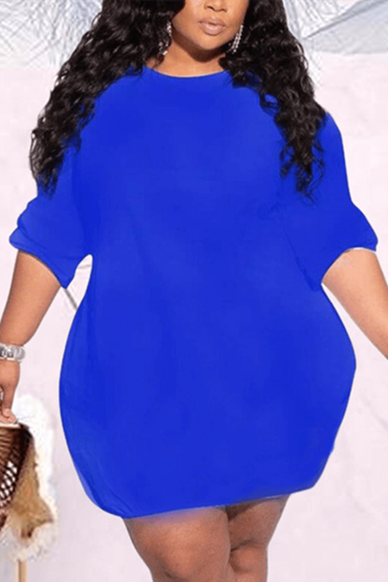 Fashion Leisure Solid Color Plus Size Dress