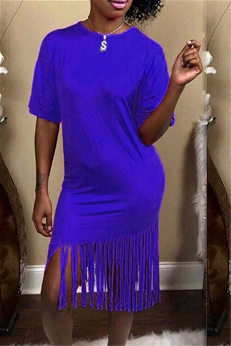 Sexy Round-Neck Fringed Casual Dress