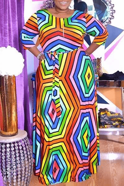 Fashion Multicolor Printed Dress