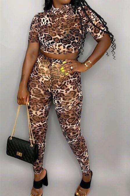 Sexy Leopard Digital Print Two-Pieces Set