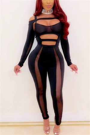 Sexy Hollow Tight-Fit Jumpsuit