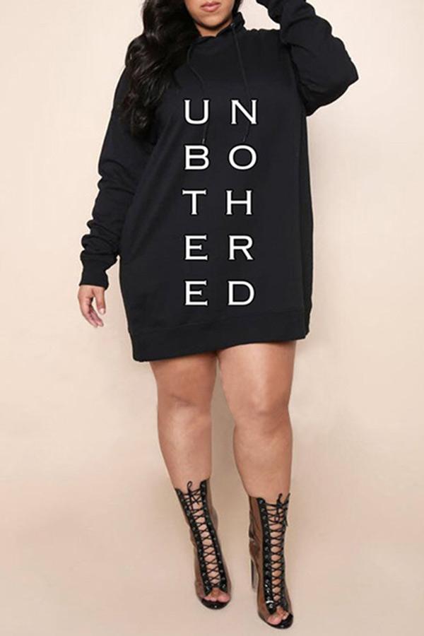 Casual Letter Print Plus Size Dress