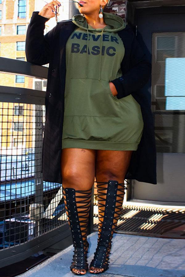 Casual Letter Print Plus Size Dress