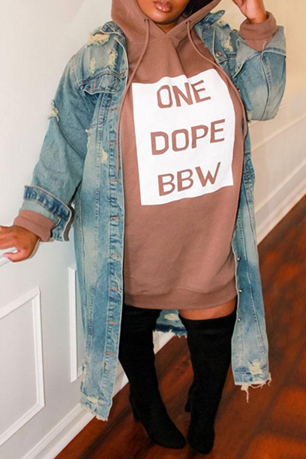 Casual Letter Print Plus Size Dress