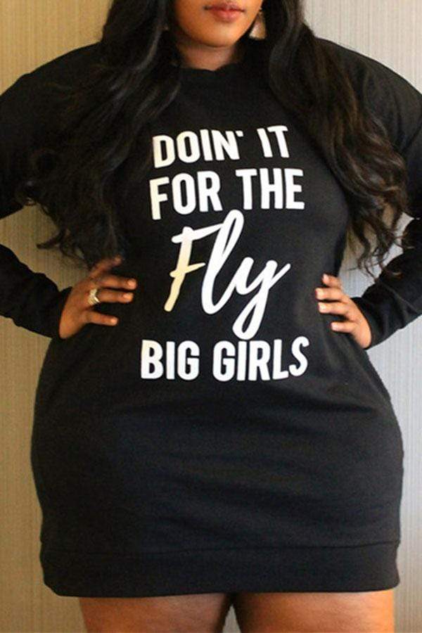 Casual Letter Print Plus Size Dress
