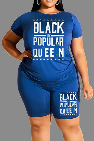 Casual Letter Print Plus Size Two Pieces