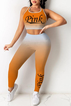 Casual Letter Print Vests Pants Set