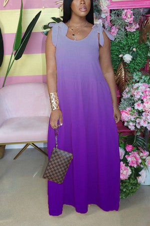 Casual Loose Gradient Color Maxi Dress