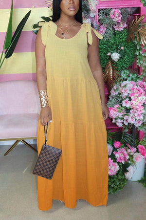 Casual Loose Gradient Color Maxi Dress