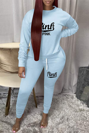 Casual Loose Print Sports Two Pieces