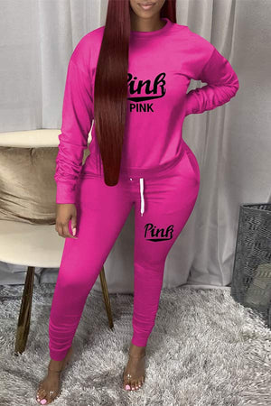 Casual Loose Print Sports Two Pieces