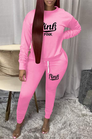 Casual Loose Print Sports Two Pieces
