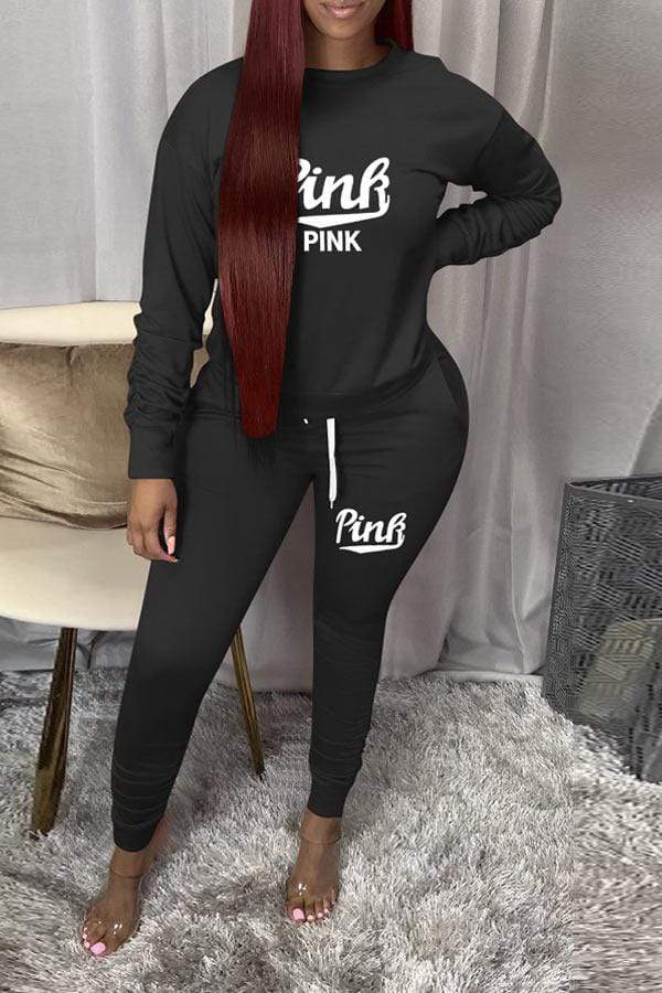 Casual Loose Print Sports Two Pieces