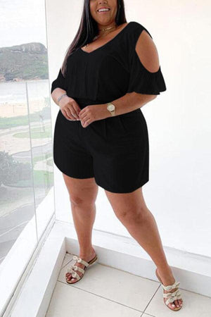 Casual Loose Solid Color Plus Size Romper