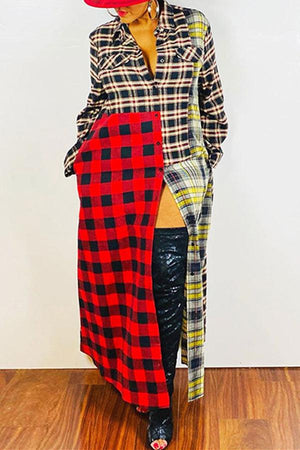 Casual Plaid Printed Ankle Length Dress