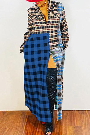 Casual Plaid Printed Ankle Length Dress