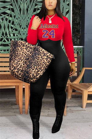 Casual Print O Neck Regular Jumpsuits