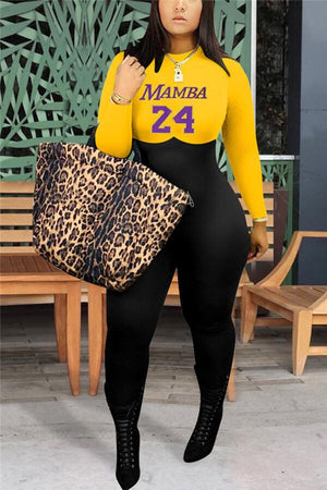 Casual Print O Neck Regular Jumpsuits