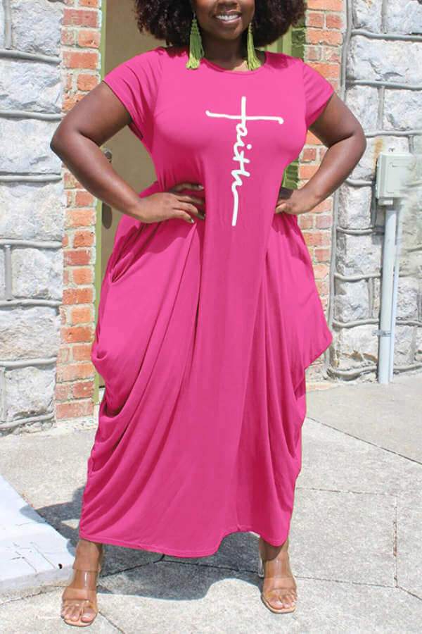 Casual Round Neck Irregular Hem Plus Size Dress
