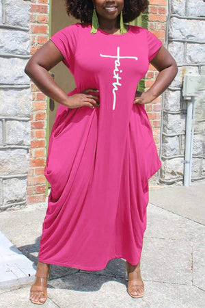 Casual Round Neck Irregular Hem Plus Size Dress