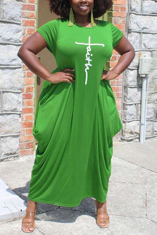 Casual Round Neck Irregular Hem Plus Size Dress