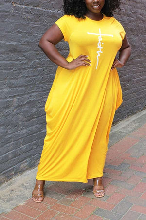 Casual Round Neck Irregular Hem Plus Size Dress