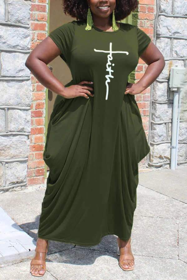 Casual Round Neck Irregular Hem Plus Size Dress