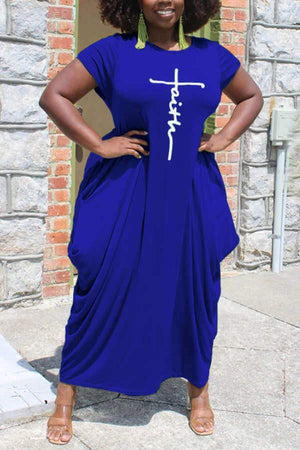 Casual Round Neck Irregular Hem Plus Size Dress