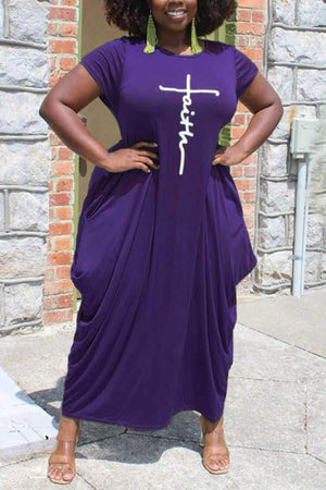 Casual Round Neck Irregular Hem Plus Size Dress