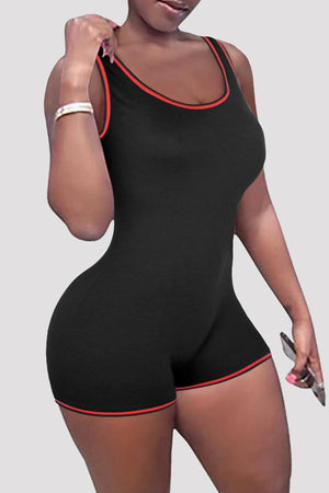 Casual Sleeveless Solid Color Romper