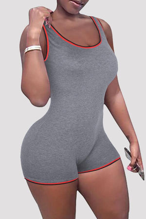 Casual Sleeveless Solid Color Romper