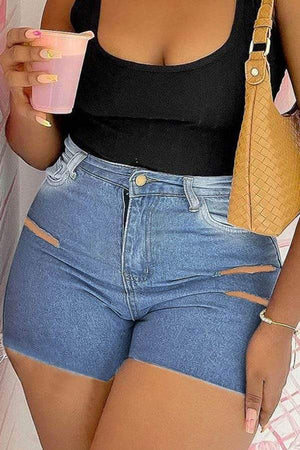 Casual Solid Buttons High Waist Shorts