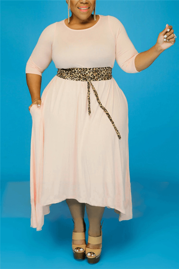 Casual Solid Color Thick Irregular Dress (Without Belt)
