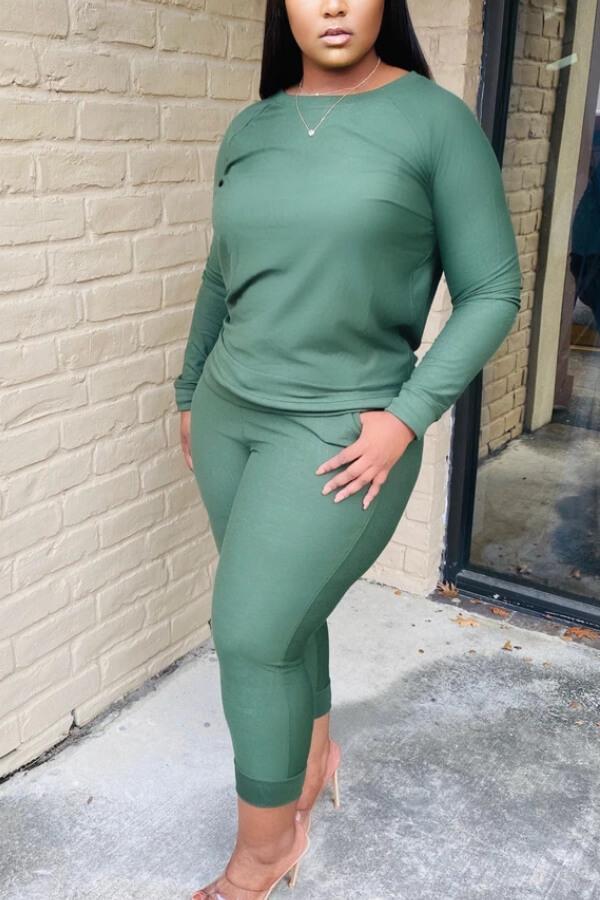 Casual Solid Color Thick Sportswear Two Piece
