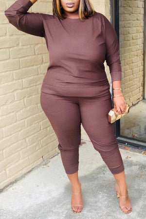 Casual Solid Color Thick Sportswear Two Piece