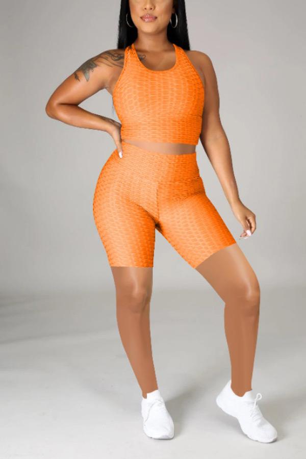 Casual Solid Color U Neck Sleeveless Two Pieces