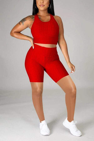 Casual Solid Color U Neck Sleeveless Two Pieces