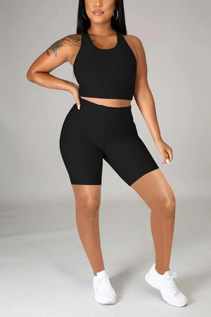 Casual Solid Color U Neck Sleeveless Two Pieces
