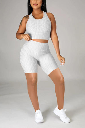 Casual Solid Color U Neck Sleeveless Two Pieces
