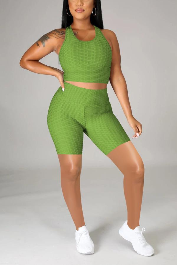 Casual Solid Color U Neck Sleeveless Two Pieces