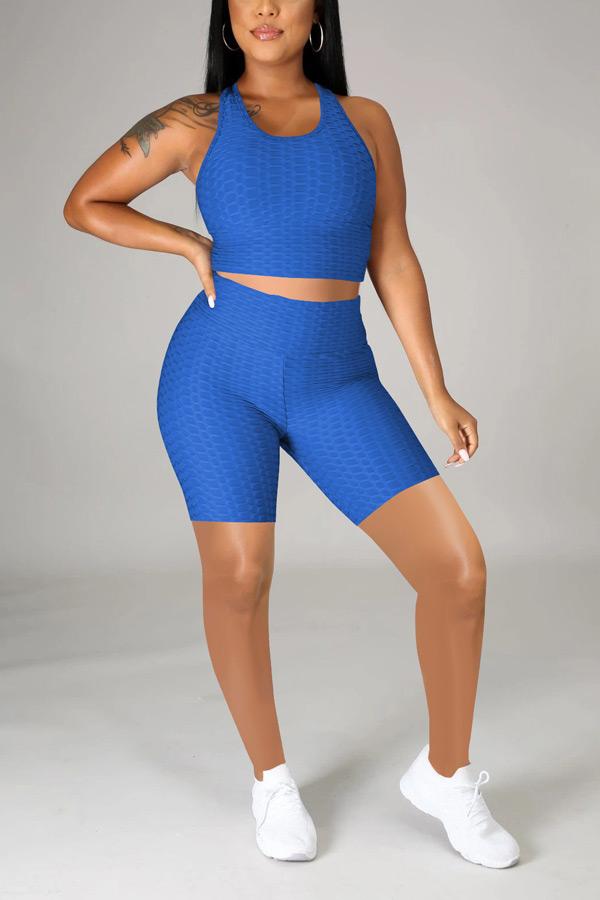 Casual Solid Color U Neck Sleeveless Two Pieces