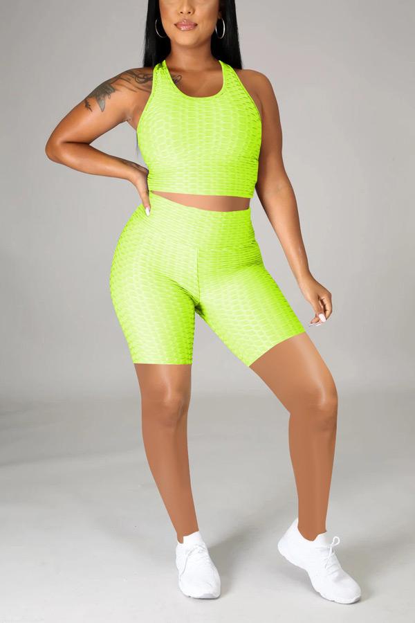 Casual Solid Color U Neck Sleeveless Two Pieces