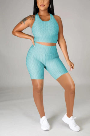 Casual Solid Color U Neck Sleeveless Two Pieces